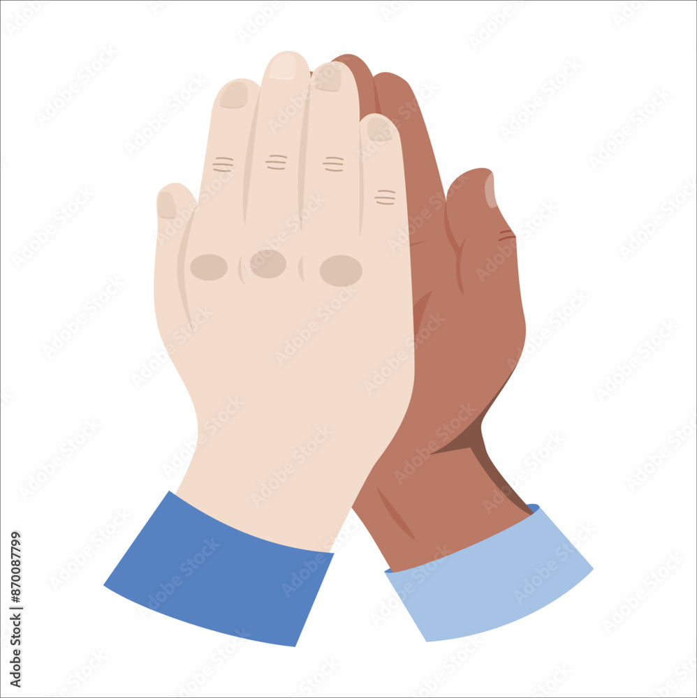 Two hands giving a high five for great work. friendship and giving a ...