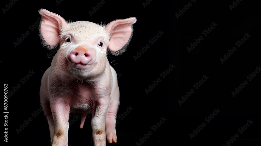 custom made wallpaper toronto digitalCute happy baby pig face isolated on black. 