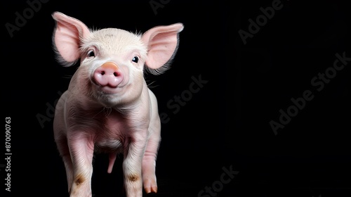 Wallpaper Mural Cute happy baby pig face isolated on black.  Torontodigital.ca
