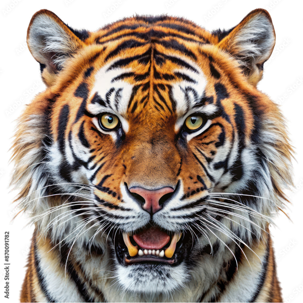 Angry tiger portrait isolated on transparent background Angry tiger portrait isolated on transparent background
