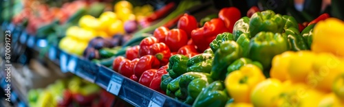 Fresh Bell Peppers in Grocery Store