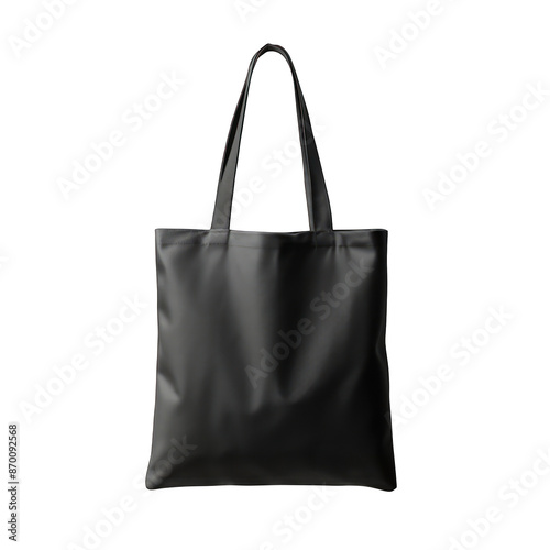 Black tote bag mockup isolated on transparent background