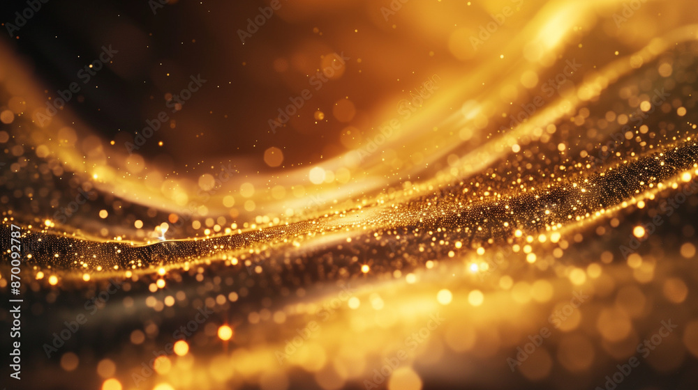 Fototapeta premium Background for business, elegant golden backdrop, gold particles, waves