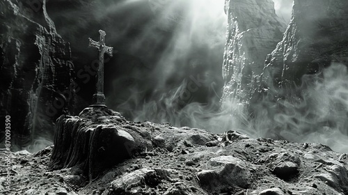 Cross in a Mystical Landscape photo