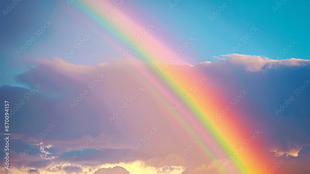 A rainbow arcing across the sky after a rainstorm is a beautiful symbol of renewal and promise. A rainbow arcing across the sky after a rainstorm is a beautiful symbol of renewal and promise.