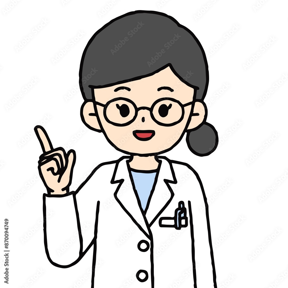 女性の薬剤師が指差ししている 女性の薬剤師が指差ししている