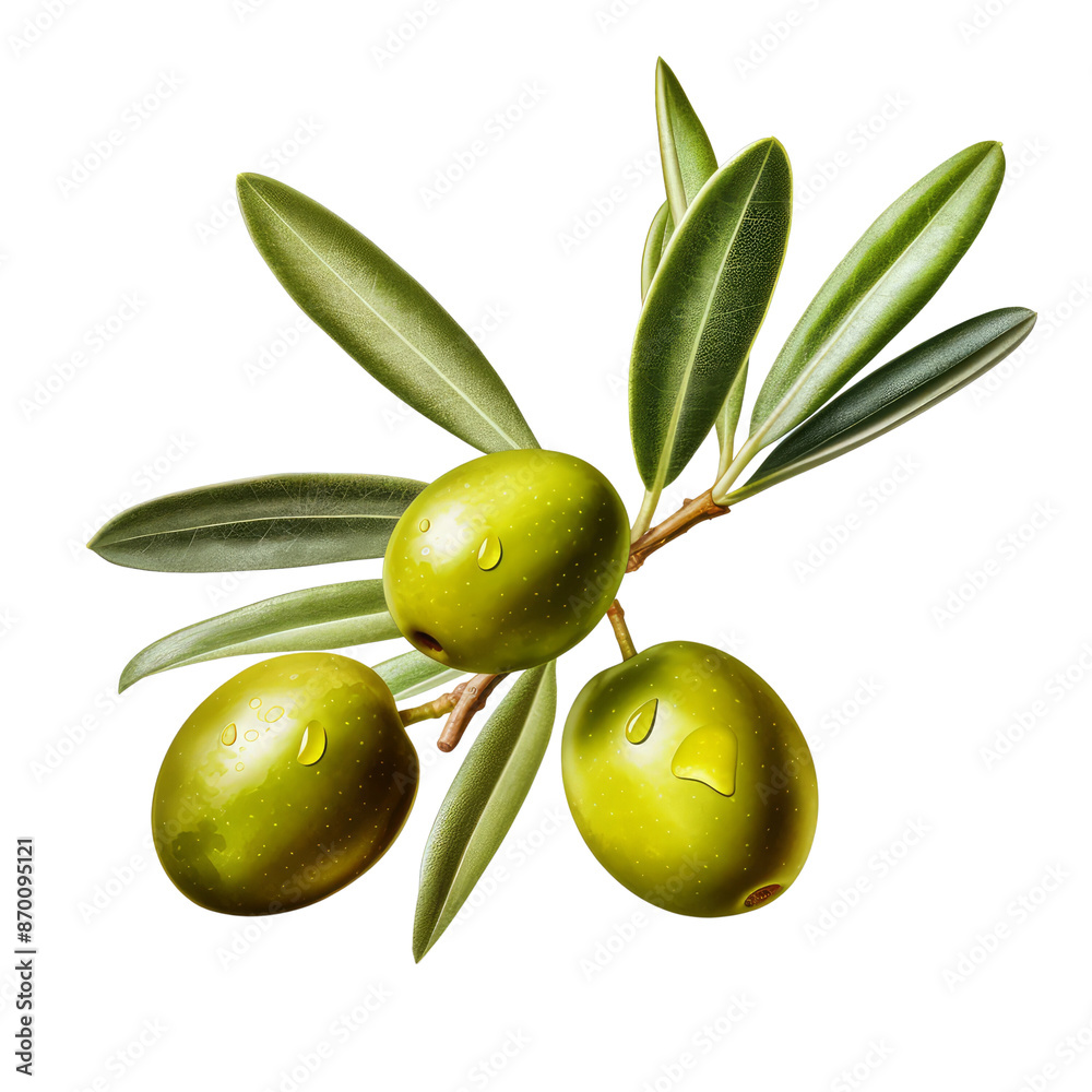 Obraz premium Green olives isolate on transparent png. 
