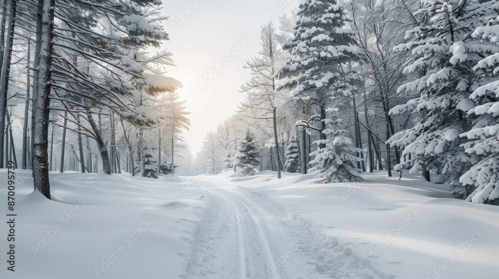 Winter Background with Trees Decorated with Thick Snow Winter Background with Trees Decorated with Thick Snow