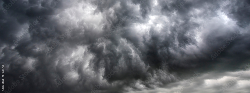 Banner Dramatic dark storm clouds black sky background. Dark ...