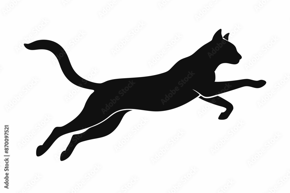 Fototapeta premium jumping cat silhouette vector illustration