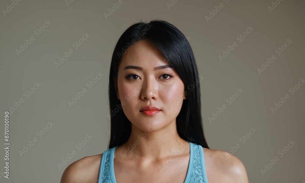 Close-up portrait of a asian beautiful woman healthy isolated for skincare commercial product advertising Close-up portrait of a asian beautiful woman healthy isolated for skincare commercial product advertising