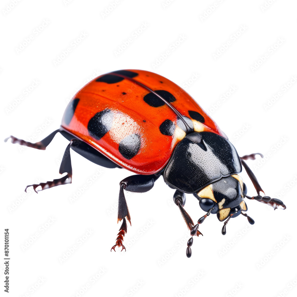 Fototapeta premium Red ladybug isolate on transparent png.