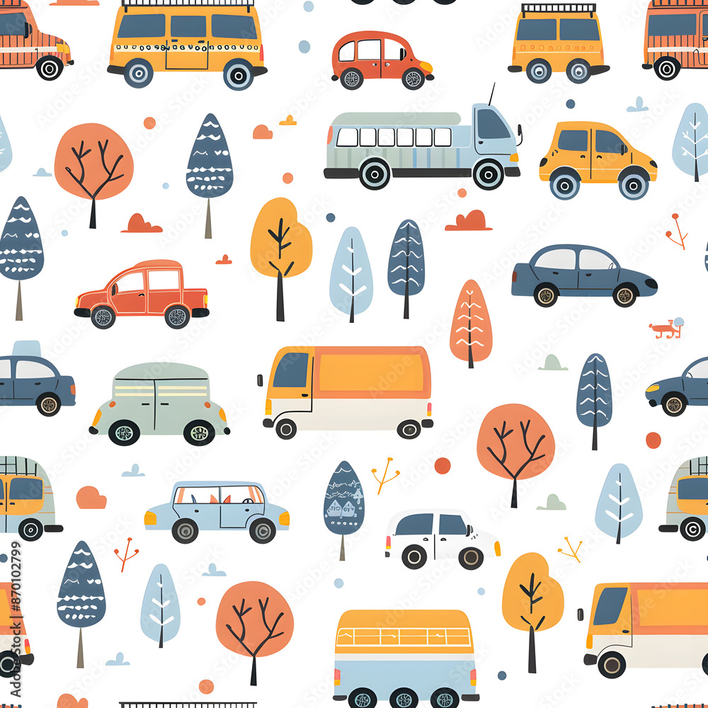 Seamless repeating pattern kids transport