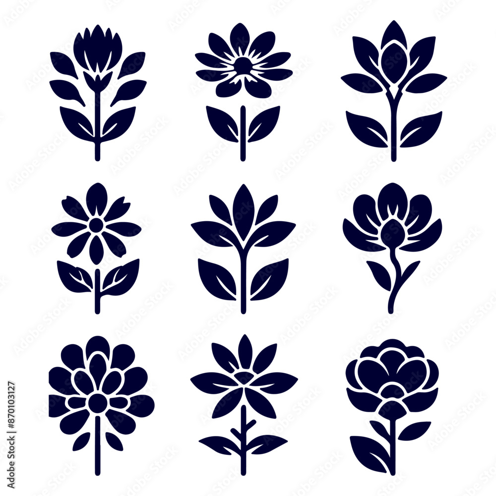 Fototapeta premium Creative Set Of A Flower Outline Design.