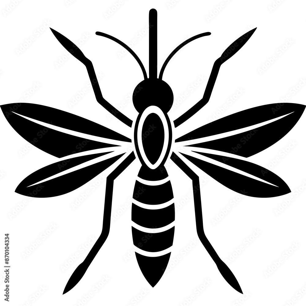 Mosquito icon logo vector art illustration on white background.