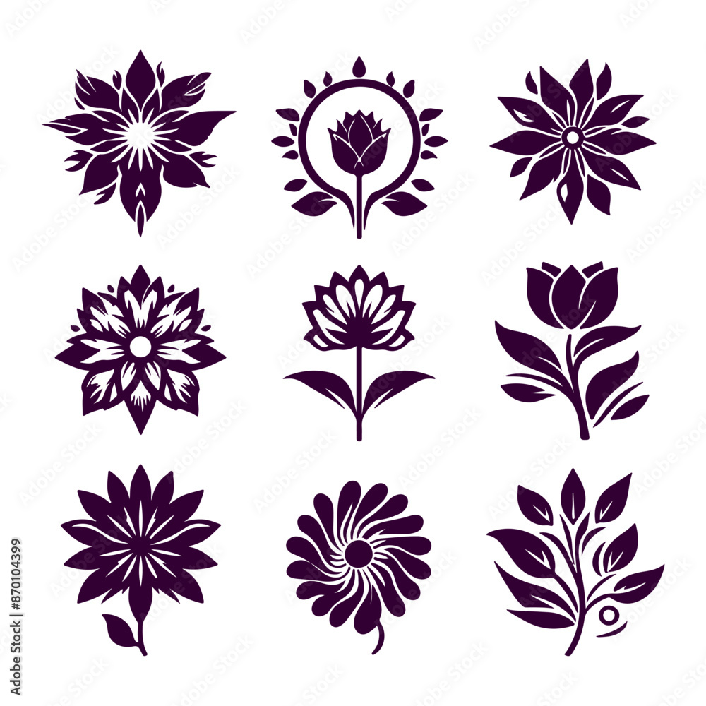 Fototapeta premium Creative Set of a vector flower outline design
