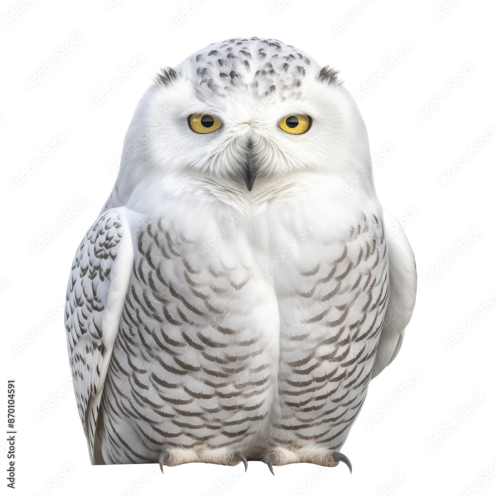 Fototapeta premium Snowy owl isolate on transparent png. 