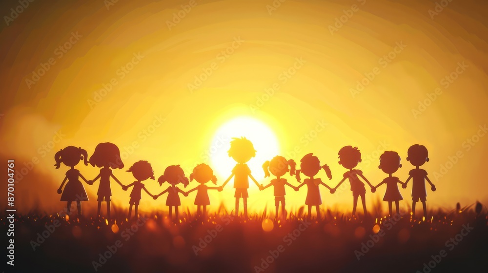 Silhouette of Stick Characters Celebrating and Cheering Silhouette of Stick Characters Celebrating and Cheering