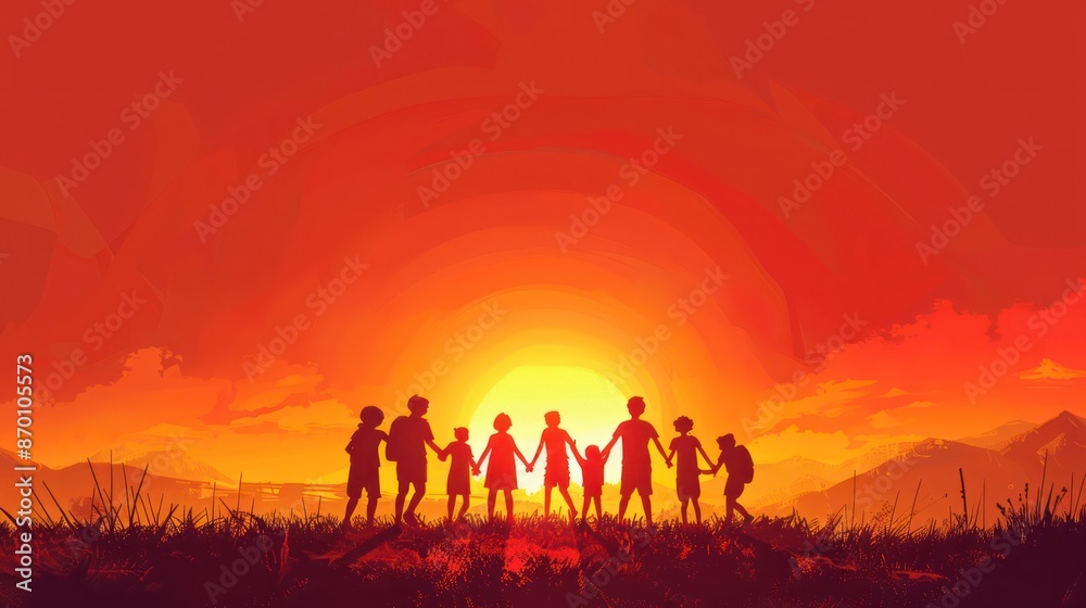 Silhouette of Stick Characters Celebrating and Cheering Silhouette of Stick Characters Celebrating and Cheering