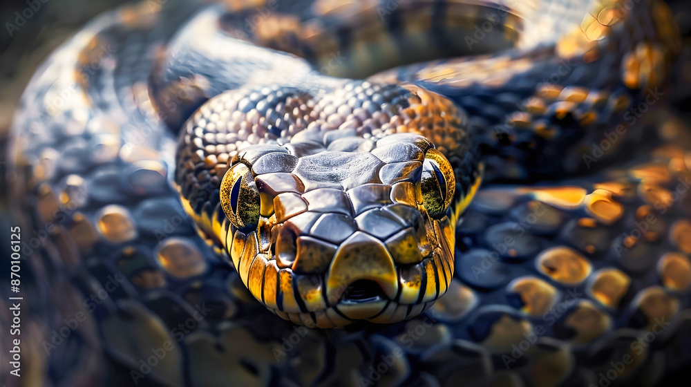 Powerful and Dangerous Serpent Coiled and Ready to Strike in Its Natural Habitat Revealing Its Impressive Scales Fangs and Predatory Pose as It Lurks and Waits to Ambush Its Prey in the Wilderness Powerful and Dangerous Serpent Coiled and Ready to Strike in Its Natural Habitat Revealing Its Impressive Scales Fangs and Predatory Pose as It Lurks and Waits to Ambush Its Prey in the Wilderness