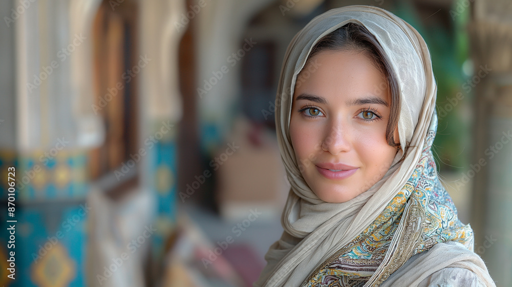 Serene Middle Eastern Woman in Traditional Courtyard
