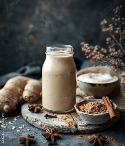 Homemade Almond Milk With Cinnamon and Star Anise