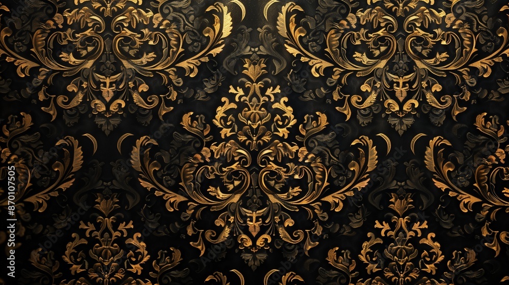 Black and gold damask patterns, rich and elegant. Black and gold damask patterns, rich and elegant.