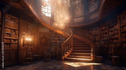 A polished wooden stairs 