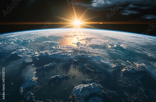 Stunning View of Earth From Space With Rising Sun