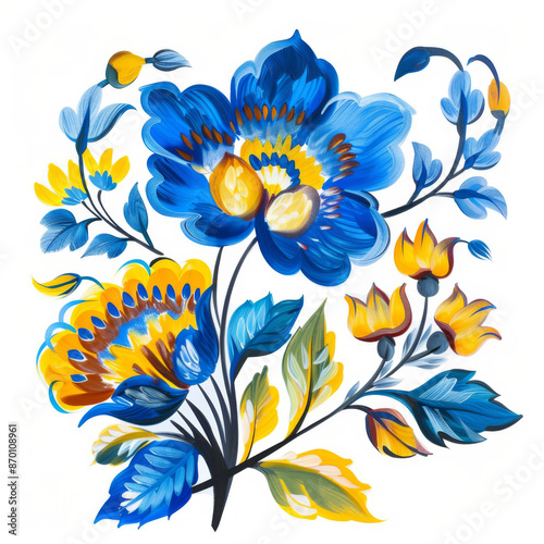 Ukrainian folk petrikivka art flower painting photo