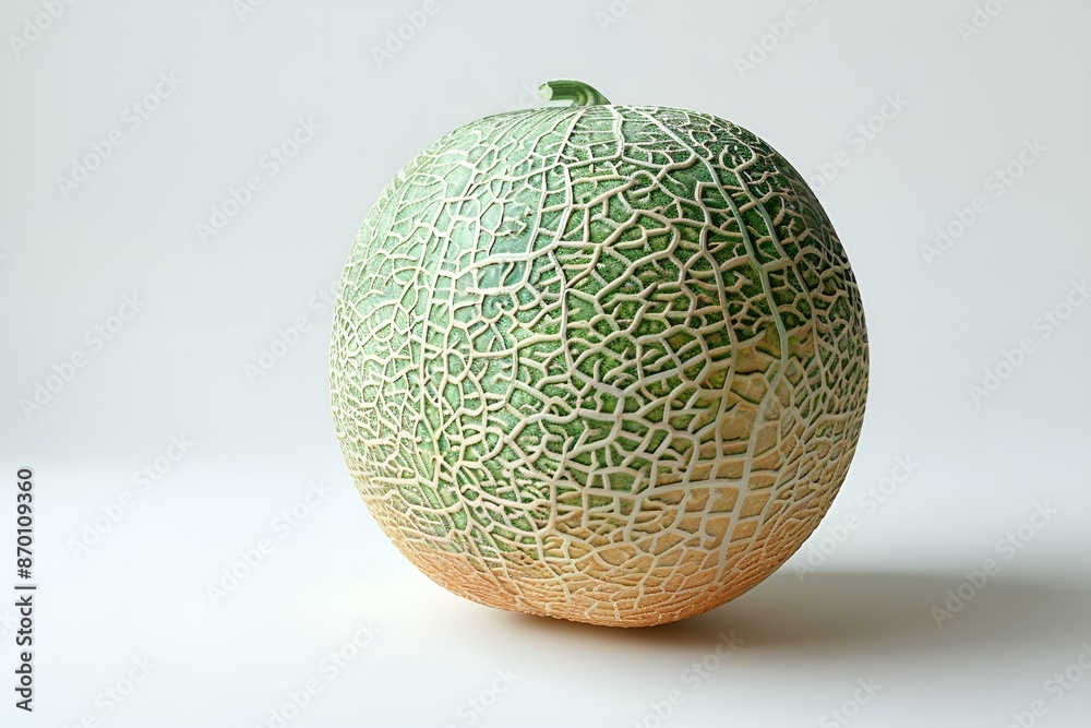 A close-up of a cracked melon with a unique pattern on its surface.