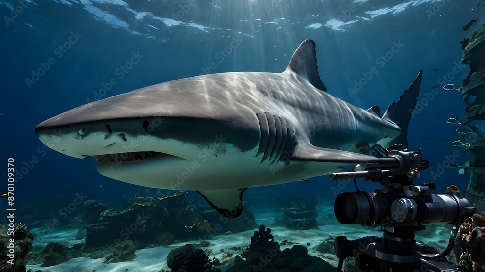 Fototapeta premium tubarão no fundo do mar