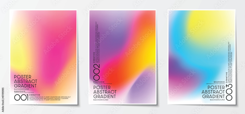Fototapeta premium Gradient blurred backgrounds set modern abstract colorful patterns graphic. Design template collection for cover and poster. Vector illustration