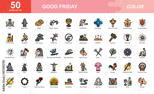 Good Friday icon set