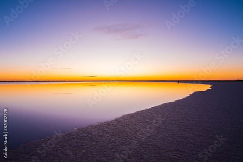 Sunset reflections on the sea lake