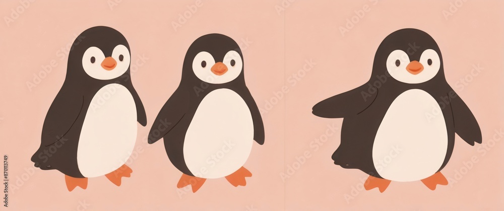 flat illustration group of cute pinguns flat illustration group of cute pinguns