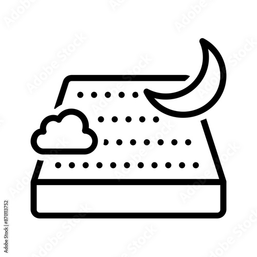 Vector black line icon for Mattress