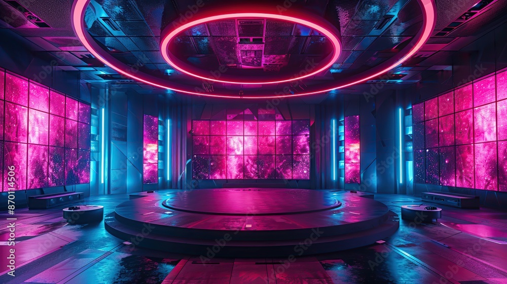Obraz premium Futuristic Stage with Neon Lights