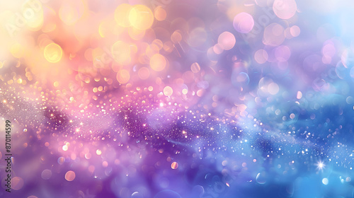 An abstract background of sparkling glitter in a gradient of pink, purple, and blue.