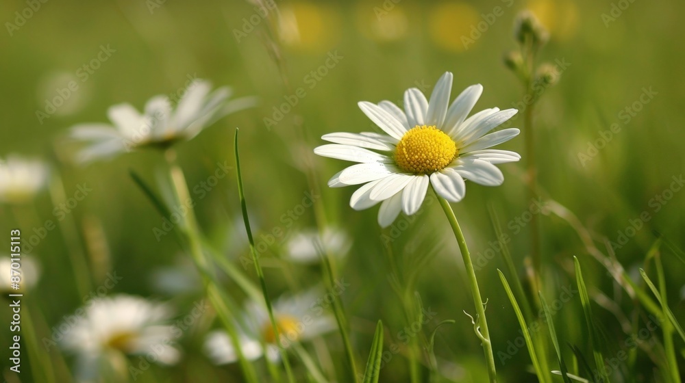 Daisies dot the meadow, their simple white petals and yellow centers a cheerful reminder of nature's simplicity. Daisies dot the meadow, their simple white petals and yellow centers a cheerful reminder of nature's simplicity.