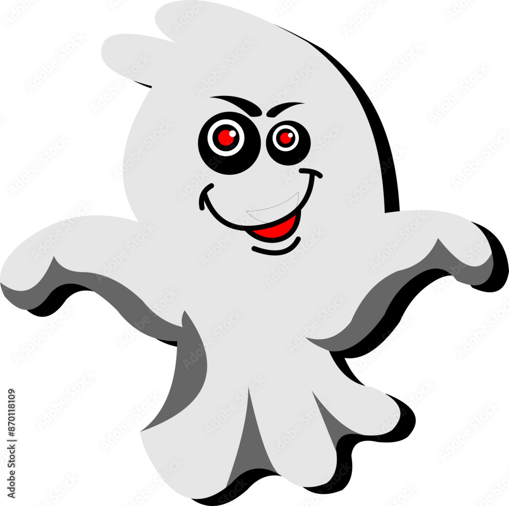 Obraz premium Halloween Ghost Cartoon Emoji