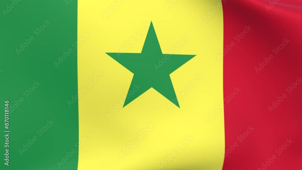 Waving flag of Senegal Animation 3D render Method Waving flag of Senegal Animation 3D render Method
