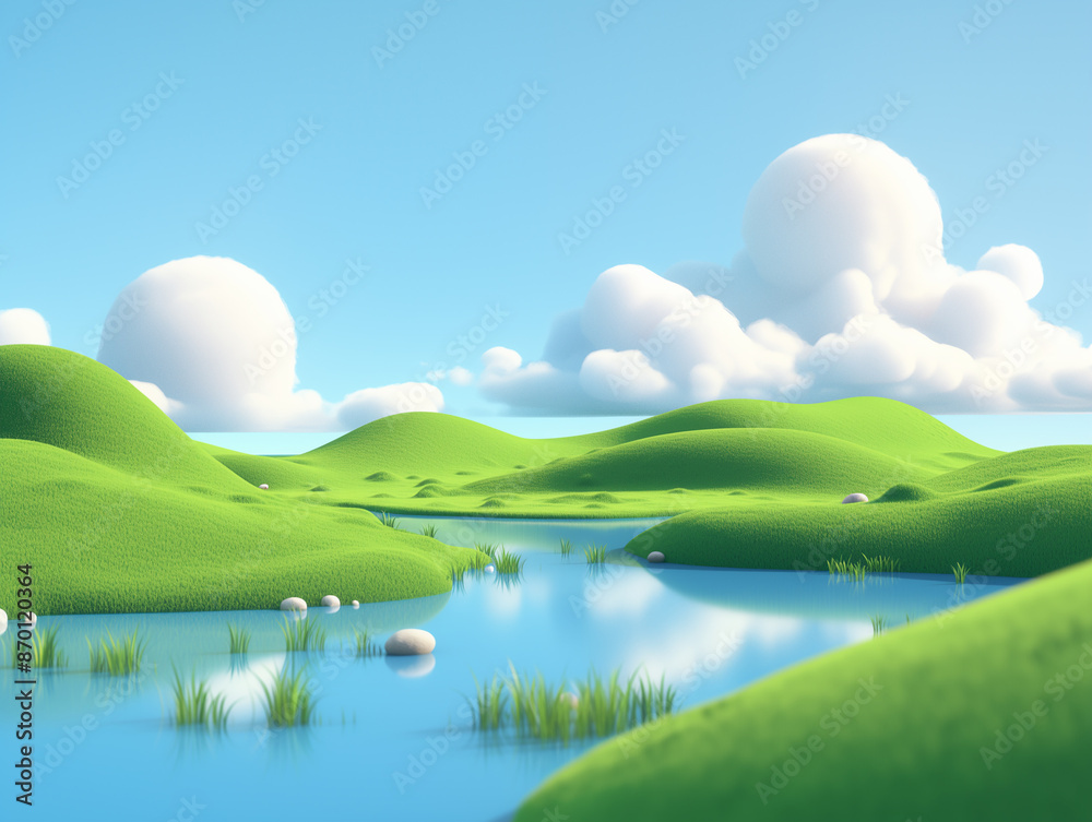 landscape with river and grass landscape with river and grass