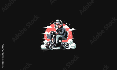 old man riding motorcycle vector illustration flat design