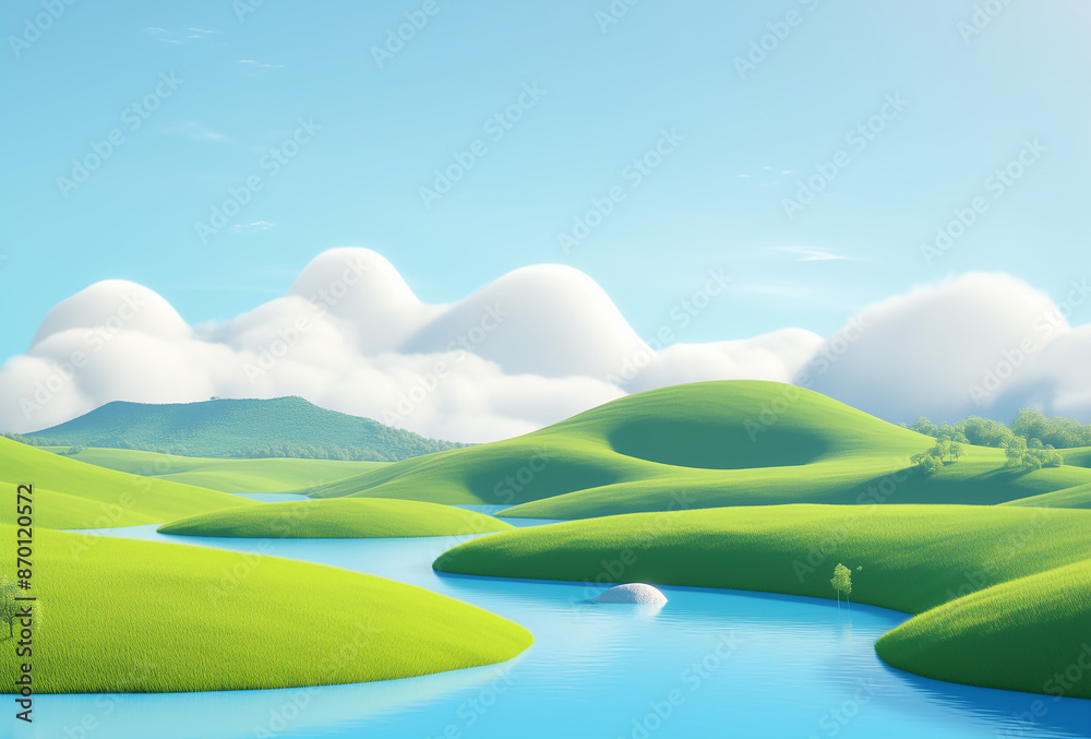 Obraz premium landscape with river and grass