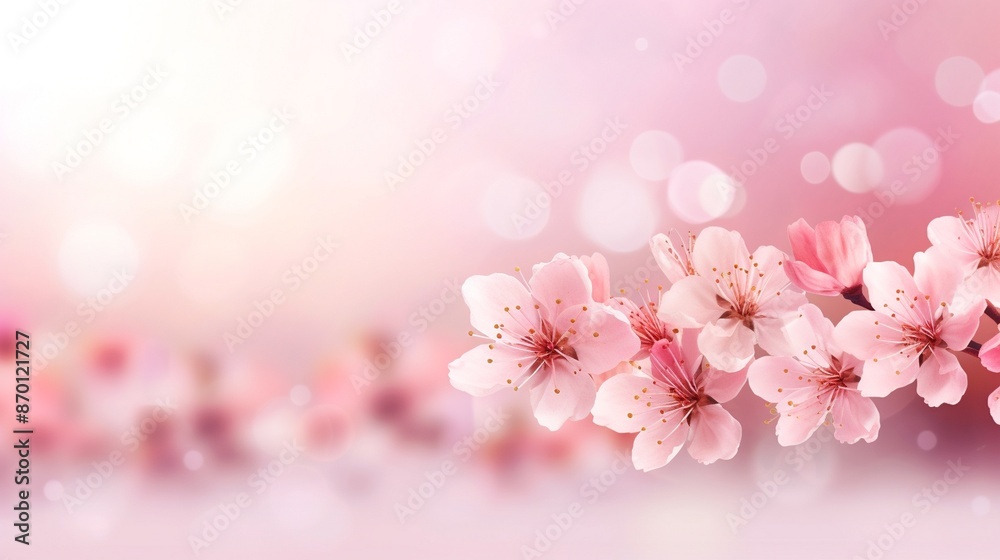 A cherry blossom garden at sunrise nature background with a sense of enchantment. A cherry blossom garden at sunrise nature background with a sense of enchantment.