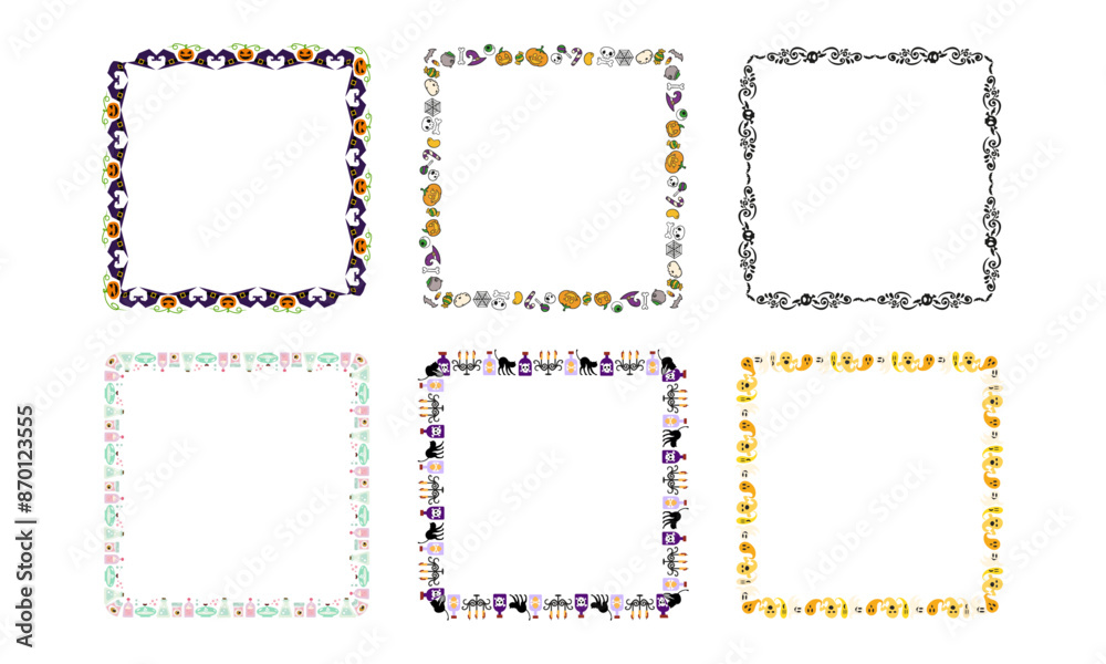 Hand drawn halloween frame template design collection Hand drawn halloween frame template design collection
