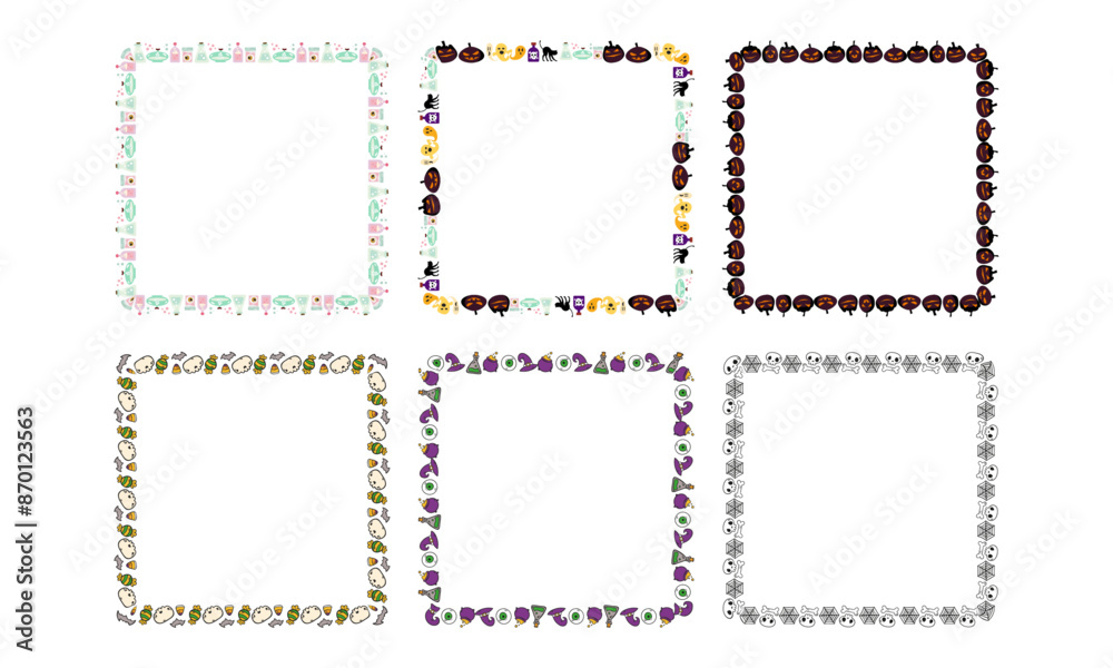 Hand drawn halloween frame template design collection Hand drawn halloween frame template design collection