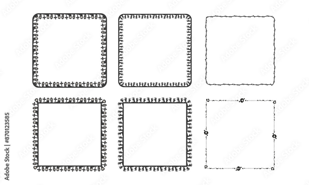 Hand drawn halloween frame template design collection Hand drawn halloween frame template design collection
