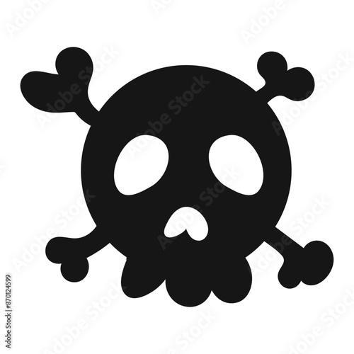 Hand drawn skull silhouette illustration on a white